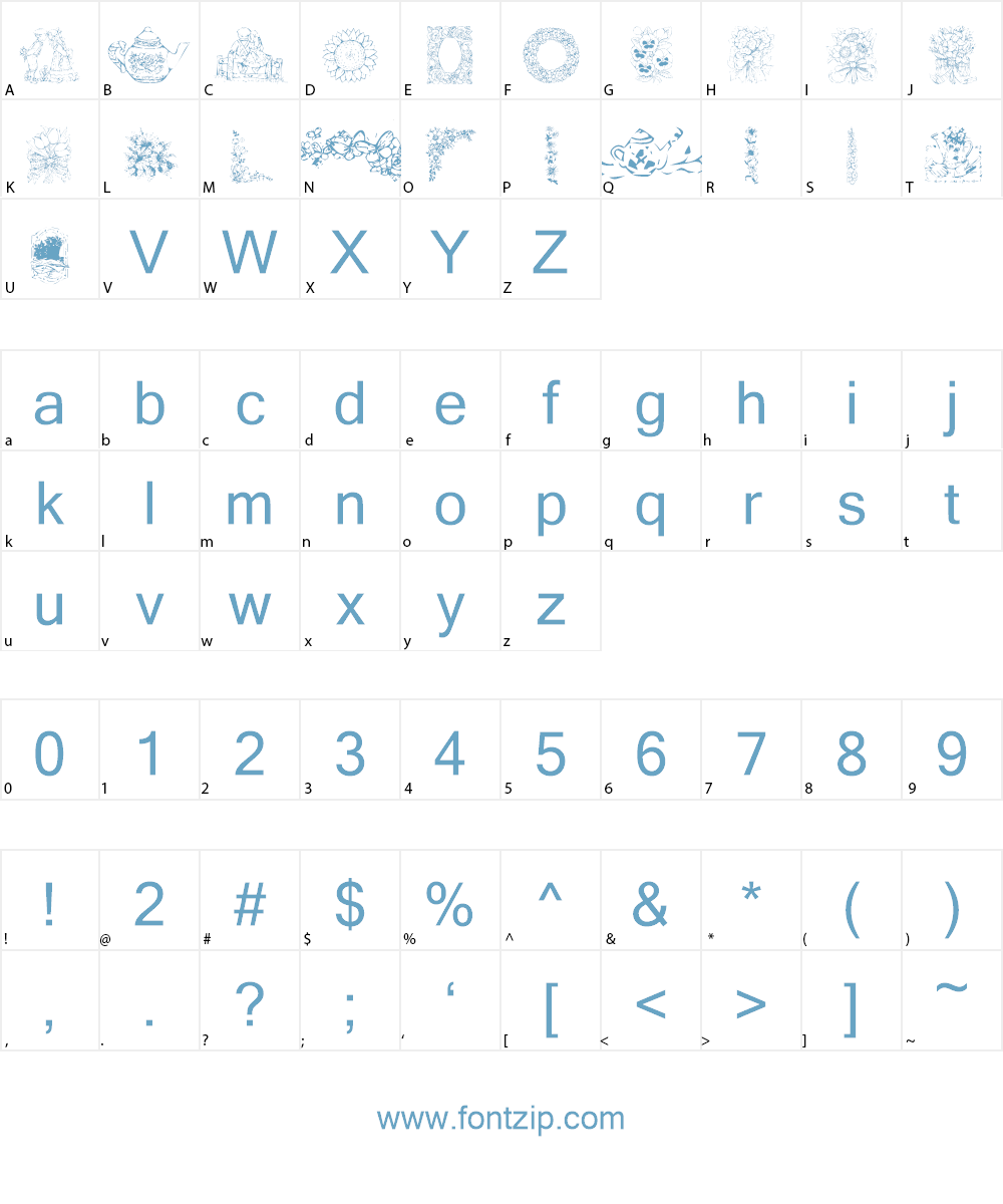KR Country Flowers Font Character